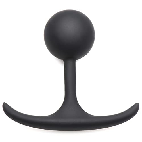 HEAVY HITTERS Premium Silicone Weighted Anal Plug for Men Women & Couples. Long Wear Comfort Butt Plug Sex Toy. Weighted Core with Slim Neck and Base. 1.4 Inches Diameter, Black, Small.