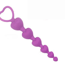 Load image into Gallery viewer, Heart Beads Soft Anal Plug Anus Toys Big Balls Silicone G-Spot Stimulating Butt Plugs Adult Couple (Color : S22-purple)
