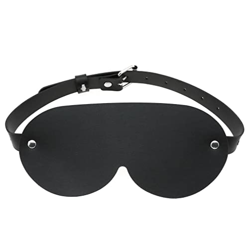 Eye mask Blindfold mask Eye Patch lightproof PU Leather Sexy Men's and Women's Cosplay SM Handcuffs Restraints Training Adjustable Costume Accessories (Black)