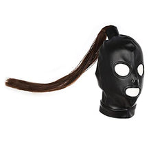 Load image into Gallery viewer, Latex Hood Show mouth Eye Fetish Toys With Removable Wig Restraints Headgear Bondage JL-035
