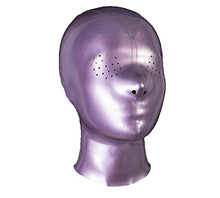 Load image into Gallery viewer, Yuanweicloths Halloween Purple Latex Hood Rubber Mask with Honeycomb Open Eyes for Catsuit Cosplay Party Fetish (L)
