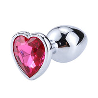 Anal Plug Heart 3 Sizes Stainless Steel Crystal Anal Plug Removable Butt Plug Anal Toys Dildo ( Color : Rose red , Size : S-2.8CM )