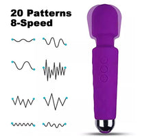 Load image into Gallery viewer, Purple 20 Patterns Mini Wand Massager USB Rechargeable Silicone AV Vibrator Pleasure Woman Stimulation Toys 2023
