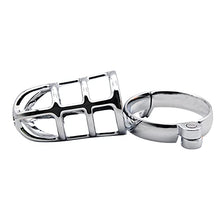 Load image into Gallery viewer, FST Cock Cage Male Chastity Device Steel Metal Silver Locked Cage Sex Toy for Men, Lock and Key Included
