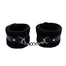 Load image into Gallery viewer, Jugaoge Adult Toys Fluffy Wrist Leather Hand Cuffs Role Play Set Accessories Adjustable Straps Wristband Bracelet Black One Size
