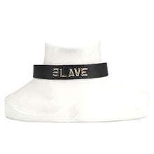 Load image into Gallery viewer, SMspade Genuine Leather Collar with Metal Decorating Word Slave (Bitch)
