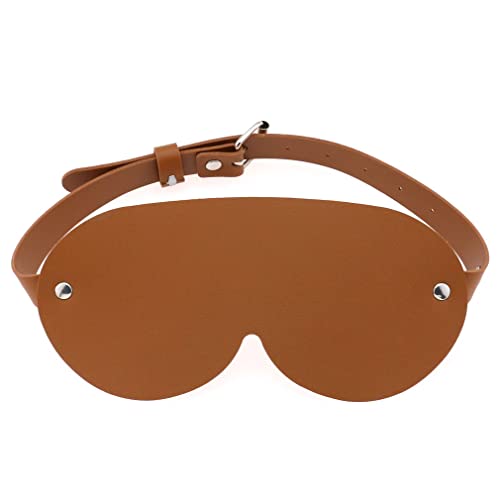 Eye mask Blindfold mask Eye Patch lightproof PU Leather Sexy Men's and Women's Cosplay SM Handcuffs Restraints Training Adjustable Costume Accessories (Lightbrown)