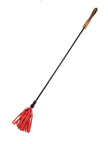 Rouge Garments Adult Wooden Handle Leather Riding Crop, Red