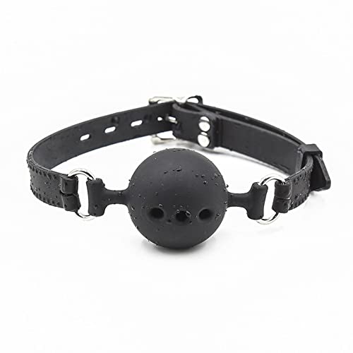 Soft Silicone Gag Ball BDSM Oral Bondage Gear Fetish Open Mouth Breathable Sex Toys for Couples Cosplay Slave Exotic Accessories (Black)