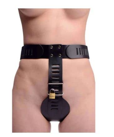 Strict Leather Female Chastity Belt Locking Device Underwear Thong Womens Chastity Panties Belt Bondage Play Thing Bondage BDSM (4X-Large, Black)