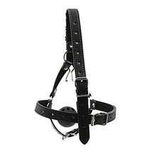 Load image into Gallery viewer, Faux Leather Bondage Head Harness with Nose Hooks and Breathable Silicone Ball Gags for Sex Games, BDSM Restraints Toys Bondage Hood Harness (Black)
