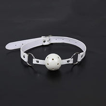 Load image into Gallery viewer, LSCZSLYH BDSM Oral Sex Toys Open Mouth Gag Ball Fetish Bondage Restraints Belts with Mouth Gags Couples Game (Color : White Gag White Belt)
