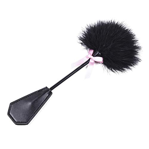 SOIMISS Whip Leather Whip Pom Pom Flogger Teasing Tickler Riding Crop Flirting Toy with Pink Bows Adults Toys Spanking Tools for Women Men Riding Crop