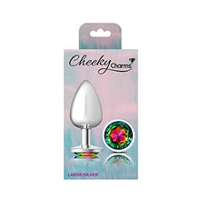 Load image into Gallery viewer, Viben Toys  Cheeky Charms Butt Plug  Body Safe Aluminum Alloy, Lightweight Anal Plug  Silver Round Rainbow Acrylic Gemstone - Large
