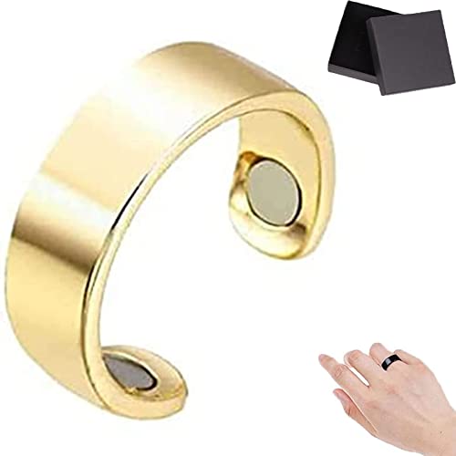 BRGESS HealthGo Blood Pressure Regulator Ring, Sugar Control Ring, Adjustable Blood Pressure Regulator Ring, Lymphatic Drainage Therapeutic Magnetic Rings for Women Men (Gold)