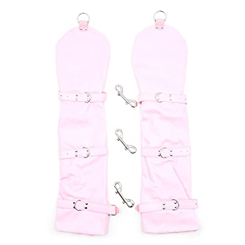 THAT NIGHT PU Bondage Handcuffs Leather Tied Hand Gloves Hook Handcuffs Adult Sexy Toys Accessory Bundled Hands Cosplay Pink