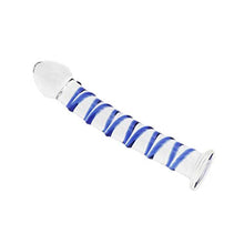 Load image into Gallery viewer, Crystal Glass Pleasure Wand Dildo Penis with Blue Raised Spiral Texture Mushroom Tip Anal Butt Plug Sex Factory
