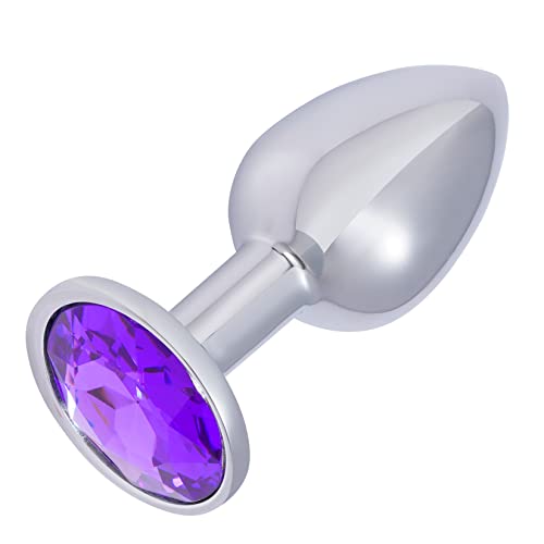 Hmxpls Small Anal Plug, Anal Toy Plug Beginner, Personal Sex Massager, Stainless Steel Butt Plug for Women Men Couples Lover, Purple