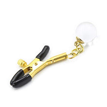 Load image into Gallery viewer, 2PCs Nipple Clamps with Glass Bead Pendant, Weight Ball Nipple Clamps for Sexual Pleasure, Nipple Clamps Adjustable Nipple Clips, Nipple Clip Jewelry for Couple Flirting (Gold)
