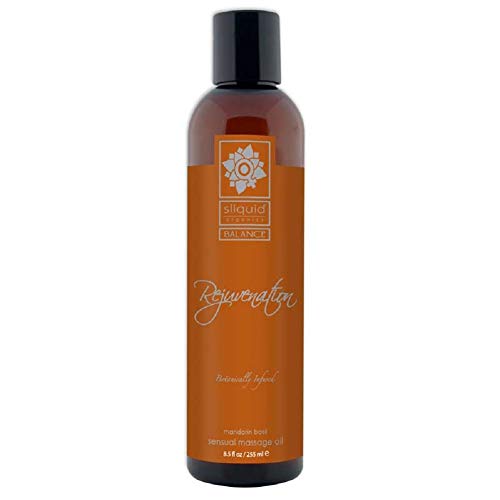 Sliquid Organics Balance Massage Oil Rejuvenation (Mandarin Basil) 8.5oz with Free Bottle of Adult Toy Cleaner