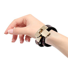 Load image into Gallery viewer, Snakeskin collar handcuffs leather toy with neck lock cosplay prop
