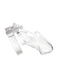 Short Male Chastity Device w/ 5 Different Cock Rings Light Plastic Chastity Cage Made in USA (Regular, Transparent)