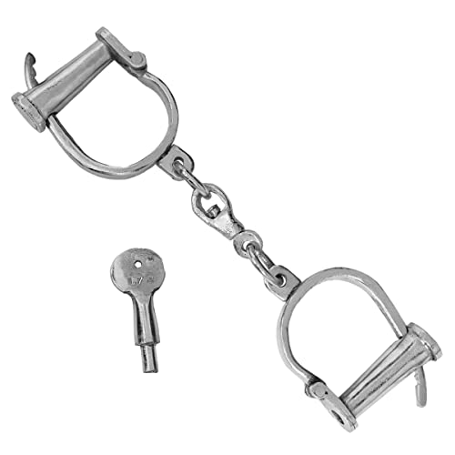 Mythrojan Medieval Handcuffs Chrome Antique Style Dungeon Shackles Solid Steel