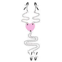 Load image into Gallery viewer, LANWAN Adjustable Nipple Clips with Chains 3 Head Nipple Clamps Heart-Shaped Metal Body Chain for Men Women Pleasure (Pink)
