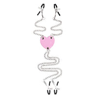 LANWAN Adjustable Nipple Clips with Chains 3 Head Nipple Clamps Heart-Shaped Metal Body Chain for Men Women Pleasure (Pink)