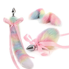 Load image into Gallery viewer, DYWHTY Metal Small Cute Rabbit Bunny Headband Pink Silk Fox Tail Ball Anal Bead Butt Plug Set Sex Toy Cosplay Game (Color : Light Yellow)
