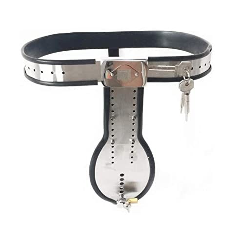 LESOYA Male Stainless Steel Chastity Belt Adjustable T-Type BDSM Bondage Briefs Restraint Device with Cock Cage