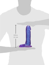 Load image into Gallery viewer, Doc Johnson Crystal Jellies - 7 Inch Ballsy Super Cock - 8 in. Long and 1.8 in. Wide - Balls Provide a Sturdy Base - Dildo - Purple
