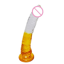 Load image into Gallery viewer, A Gift, Dildo Anal Masturbator Transparent Effective TPE Female G-spot Masturbator Dildo for Lesbian Orange
