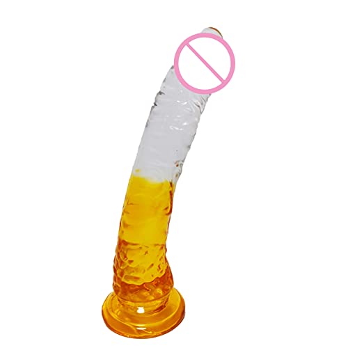 A Gift, Dildo Anal Masturbator Transparent Effective TPE Female G-spot Masturbator Dildo for Lesbian Orange