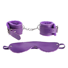 Load image into Gallery viewer, SOIMISS Adult Handcuffs and Blindfold Set Sexual Tie Up Toys Adjustable Handcuff Eye Patch Roleplay Accessories for Men Women Cosplay Purple
