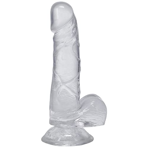 Doc Johnson Dick in A Bag - 6 inch - Suction Cup Base, Total Length: 6 in. (15.2 cm), Insertable Length: 5.25 in. (13.3 cm), Width/Diameter: 1.25 in. (3.2 cm), Crystal Clear TPE