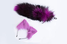 Load image into Gallery viewer, Foxtail Butt Plug - Purple and Black Cat Tail Plug - Roleplay Toy (Small, Purple)
