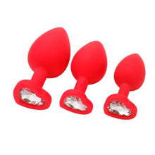 Load image into Gallery viewer, Anal Plug Trainer Kit,3PCS Silicone Jeweled Butt Plugs, Anal Butt Plug Sex Toys Kit for Starter Beginner Men Women Couples (Rose)
