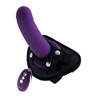 VeDO Strapped Rechargeable Vibrating Strap On Dildo and Harness (Deep Purple)