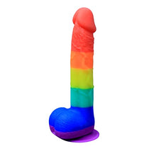 Load image into Gallery viewer, Sweet Jizz - 8.5&quot; Rainbow Silicone Dildo with Strong Suction Cup
