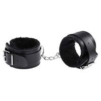 SOIMISSAdjustable PU Leather Plush Handcuffs Restraining Toy Adult Bondage Pleasure Toy (Black Feet Cuffs)