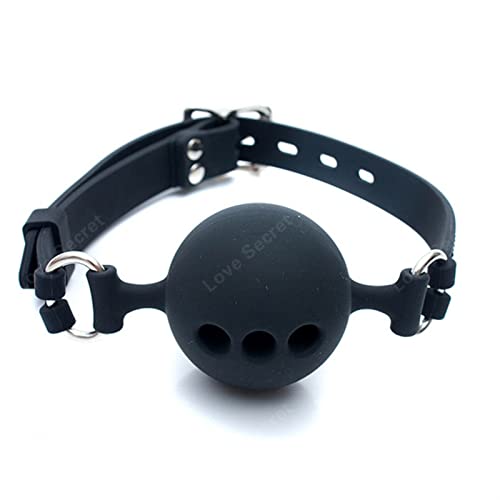 YIXISM S/M Large Size Full Silicone Ball Gag for Women Adult Game Head Harness Mouth Gagged Bondage Restraints Sex Products Sex Toy (Color : Black L)