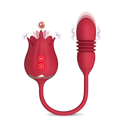 The Rose Toy for Women - Rose Vibrator, Rose Lick Sucking Toy, Clitorial Suction Toy for Women, Rose Vibrant Licker Clitoral Stimulator Tongue Licking Insertion G-spot Massager