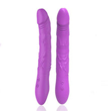 Load image into Gallery viewer, Automatic Rotational Vibrator Swing Double-Head Vibrating Massage Stick Female G-spot Stimulation Clitoris Silicone Simulation Dildo-Purple
