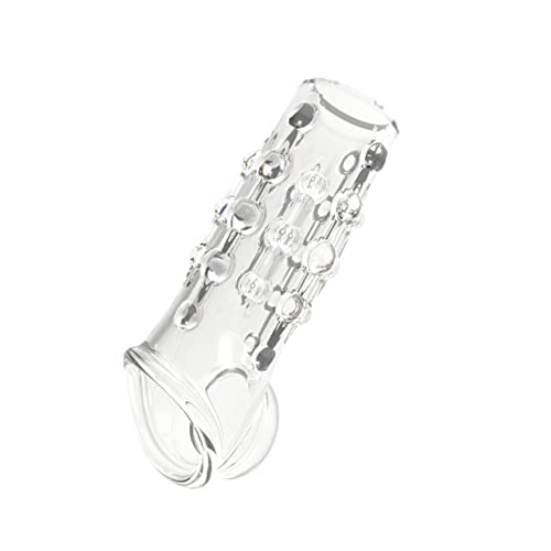 Silicone Penis Enlargement Sleeve Cock Ring Sex Products delay Ejaculation Sex Toys for Men Adult Erotic Goods (B-White)