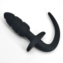 Load image into Gallery viewer, MEBAULT Anal Plug Puppy Tail Butt Plug with T-Shaped Base for Long-Term Wear Silicone Dog Tail Cosplay Sex Toy for Women Men Black
