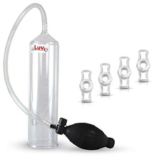 Load image into Gallery viewer, 2.25&quot; x 9&quot; Good EasyOp Black Bgrip Penis Pump Ball Grip with Clear Graduated Cylinder/Clear Collapse-Resistant Hose + 4X .31&quot; Constriction Rings
