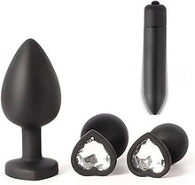 Load image into Gallery viewer, Butt Plug Vibrating Trainer Kit 4pcs Silicone Expanding Anal Plug Vibrator for Men Women Couples Circular Jeweled Adult Anal Sex Toys
