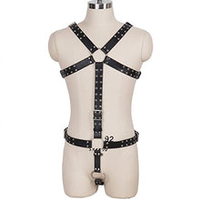 Load image into Gallery viewer, CAOMIAN Men Black Sexy Leather Vest Bondage Lingerie Gay Harness Adjustable Body Chest Harness Full Body BDSM Strap Belt Restraint Kit (Color : MH-078-Black)
