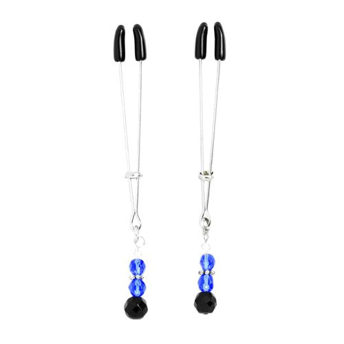 Spartacus Beaded Nipple Clamps with Tweezer Tip, Blue